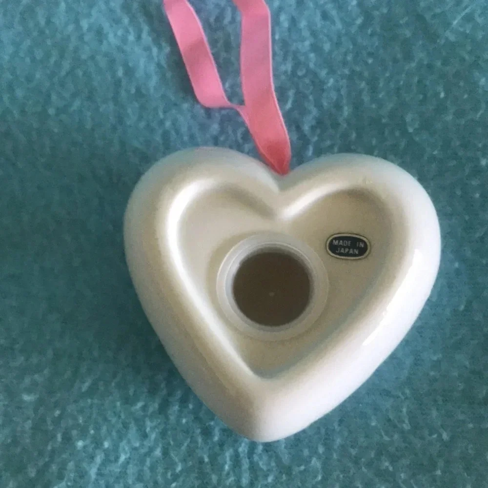 POMANDER PORCELAIN heart scented vintage 1986 pink refillable NEW IN BOX 3”X 3”